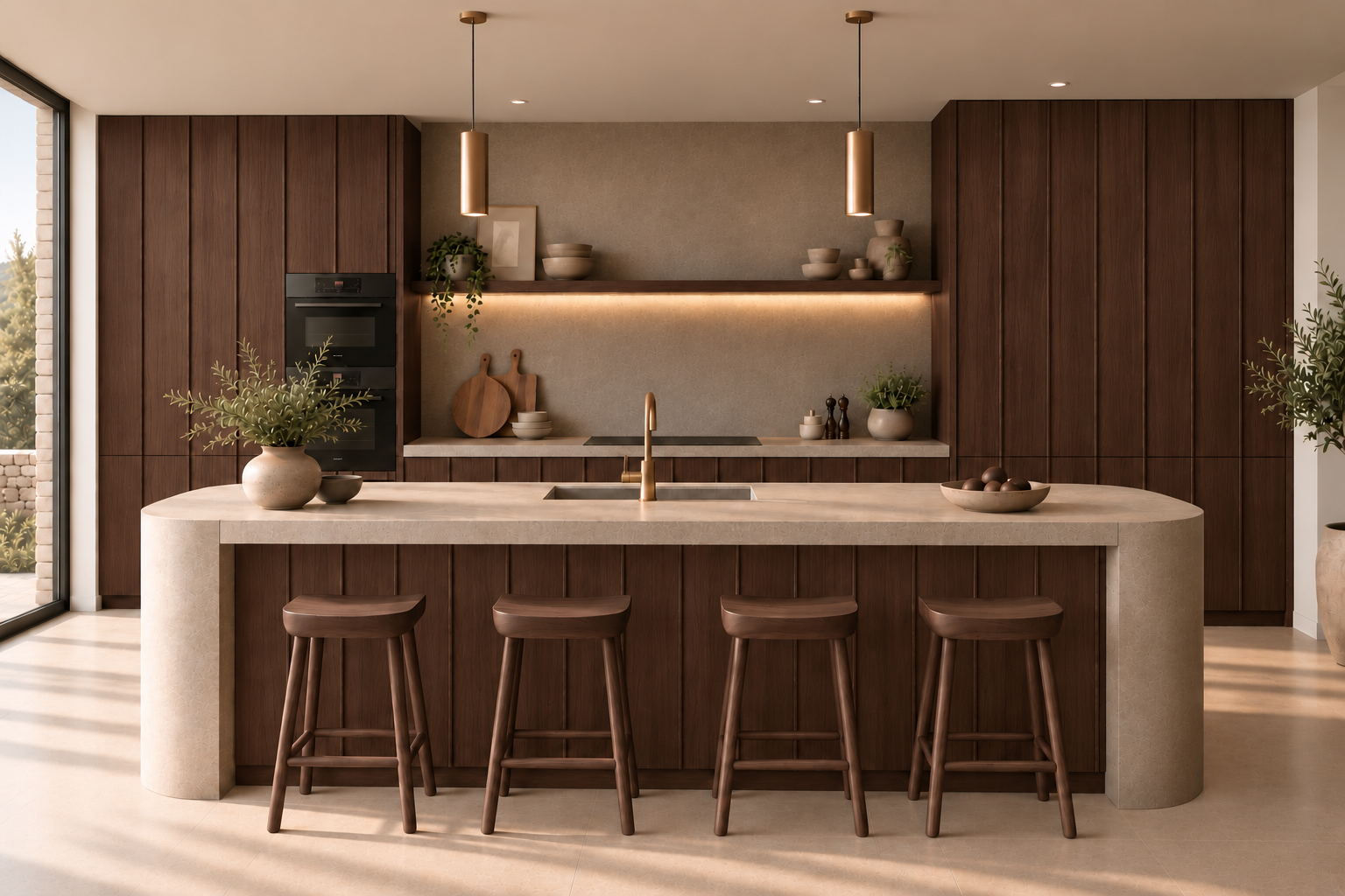 EarthForm Linear walnut kitchen concept