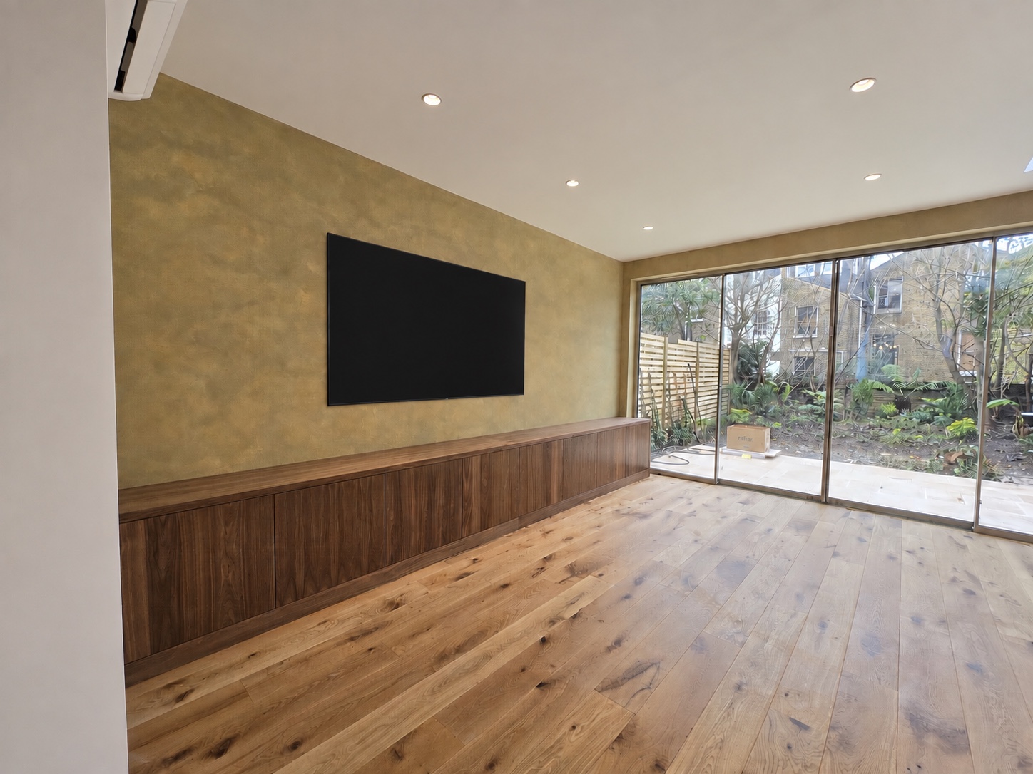 Walnut veneer media unit in Richmond; TV position visualised